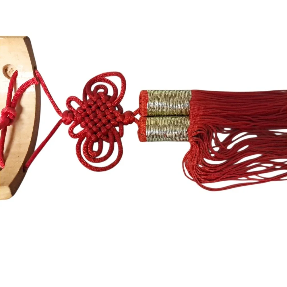 Chinese Bamboo & Red Rope Calligraphy‎ Hanging Wall Art